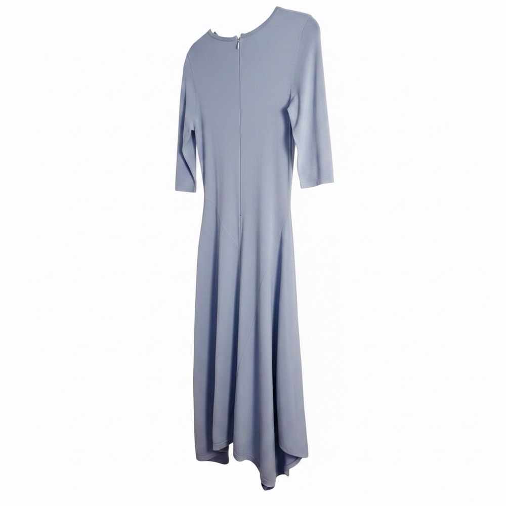 Apparalel Dress Womens Small Blue Knit Midi Asymmetric Hem 3/4 Sleeve Zip